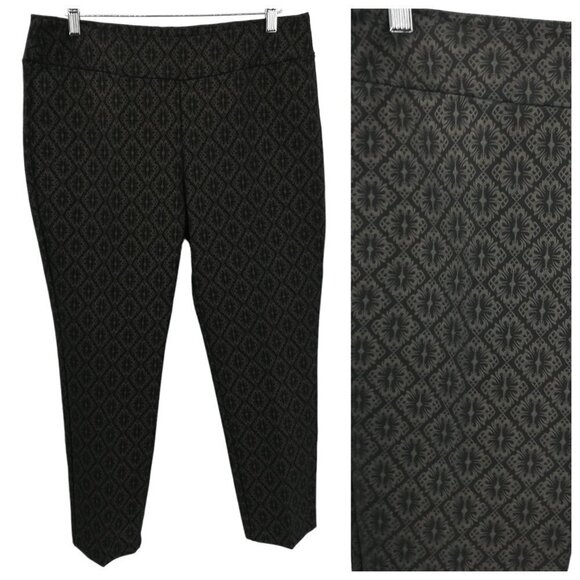 Soft Surroundings Damask Ponte Stretch Pull On Pants Size Petite L Gold Leaf New - Picture 1 of 9